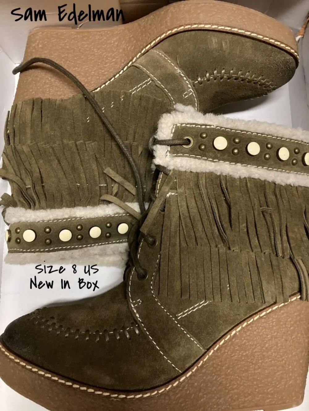 Sam Edelman Women's Suede  Boot Bootie Size 8 US Moss Green New In Box